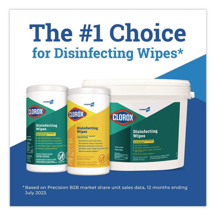 CloroxPro Disinfecting Wipes, 1-Ply, 7 x 7, Fresh Scent, White, 700/Bag Refill, 2 Bags/Carton