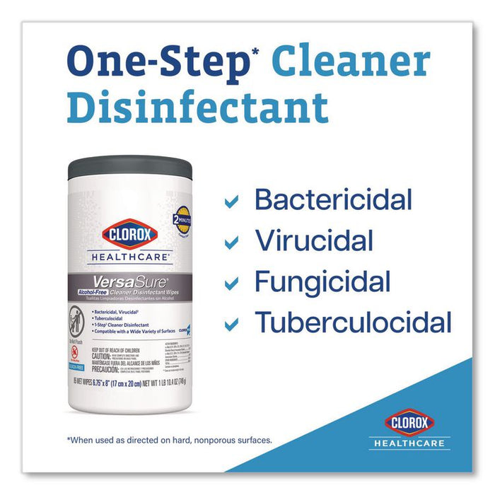 VersaSure Cleaner Disinfectant Wipes, 1-Ply, 6.75 x 8, Original Scent, White, 85 Towels/Can