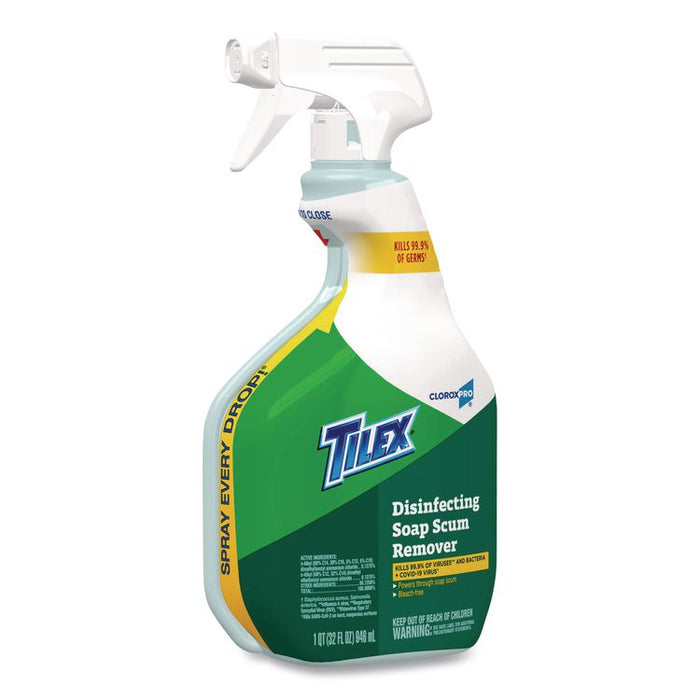 CloroxPro Disinfecting Soap Scum Remover Spray, Unscented, 32 oz Smart Tube Spray, 9/Carton