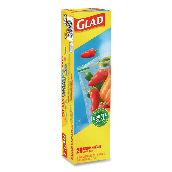 Zipper Food Storage Plastic Bags, Gallon Size, 10.75 x 10.19, Clear, 20 Bags/Box, 12 Boxes/Carton