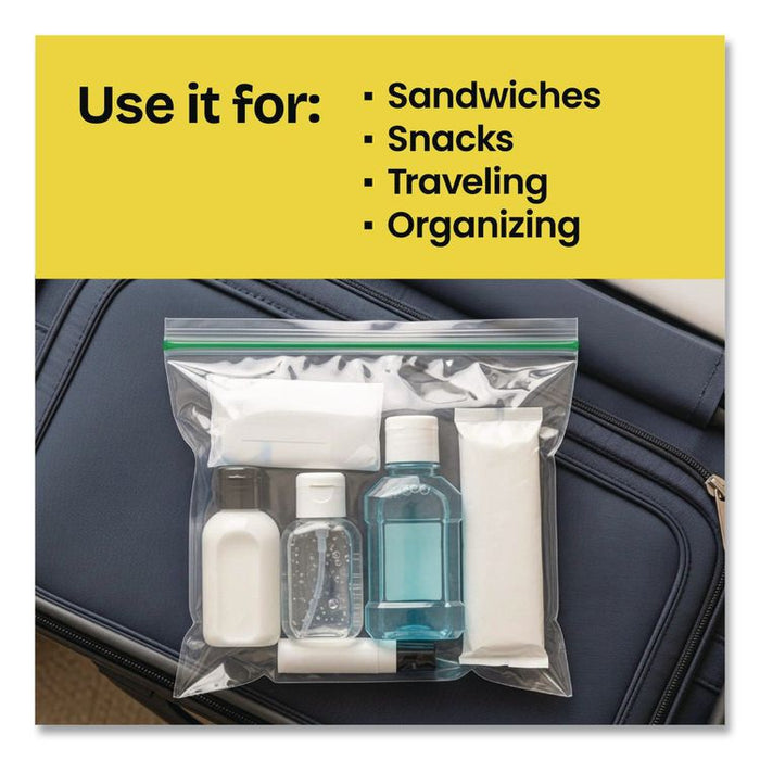 Zipper Food Storage Plastic Sandwich Bags, 6.63 x 5.88, Clear, 50 Bags/Box, 12 Boxes/Carton