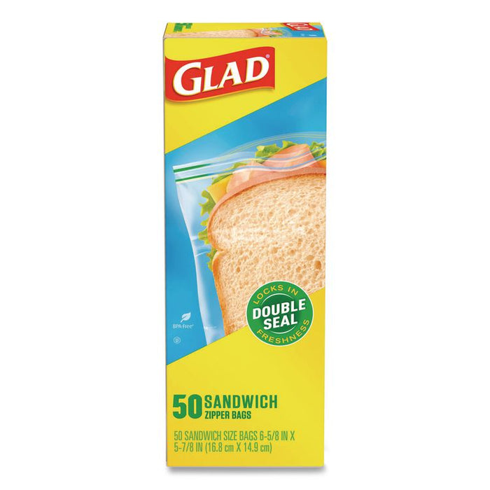 Zipper Food Storage Plastic Sandwich Bags, 6.63 x 5.88, Clear, 50 Bags/Box, 12 Boxes/Carton