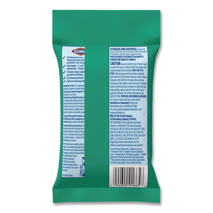 Disinfecting Wipes, On the Go Bleach Free Travel Wipes, 1-Ply, 6.53 x 2.79, Fresh Scent, White, 9/Pack, 24 Packs/Carton