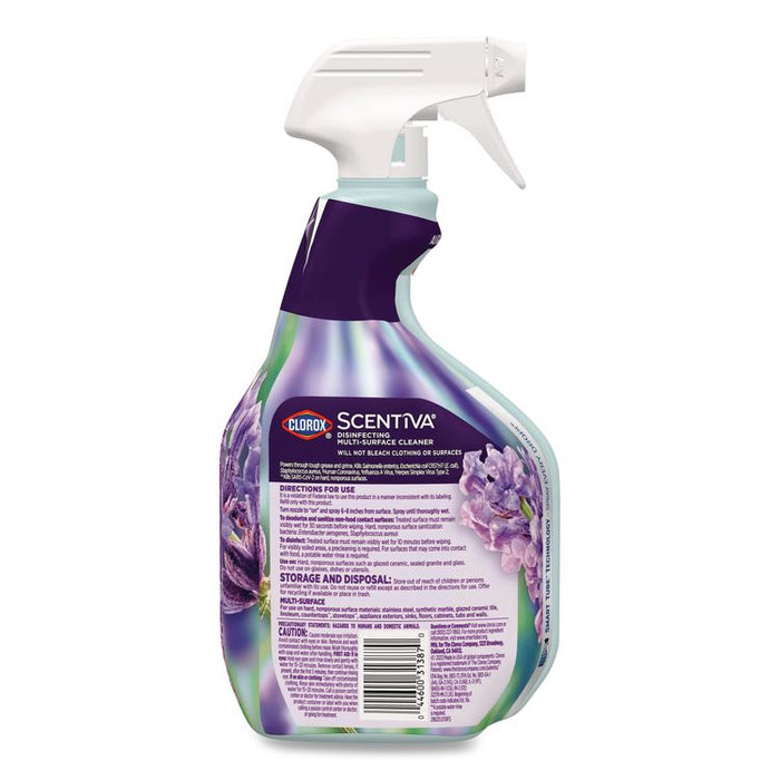 Scentiva Disinfecting Multi-Surface Cleaner, Bleach Free, Lavender and Jasmine Scent, 32 oz Spray Bottle, 9/Carton