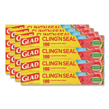 Cling'N Seal Plastic Food Wrap, 12" x 33.3 yd, 100 sq ft Roll, 16 Rolls/Carton