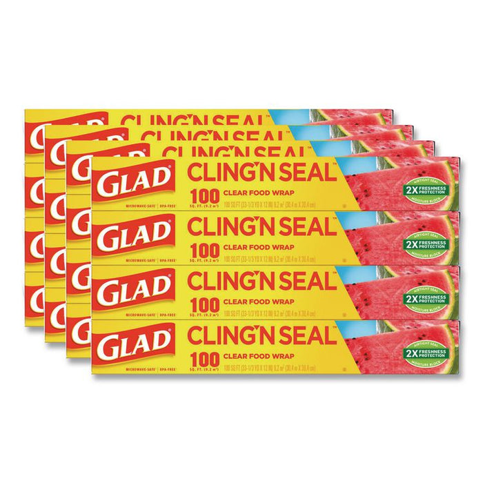 Cling'N Seal Plastic Food Wrap, 12" x 33.3 yd, 100 sq ft Roll, 16 Rolls/Carton