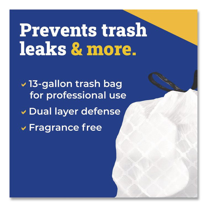 CloroxPro ForceFlex Tall Kitchen Drawstring Trash Bags, 13 gal, 24 x 27.38, Gray, 100/Box