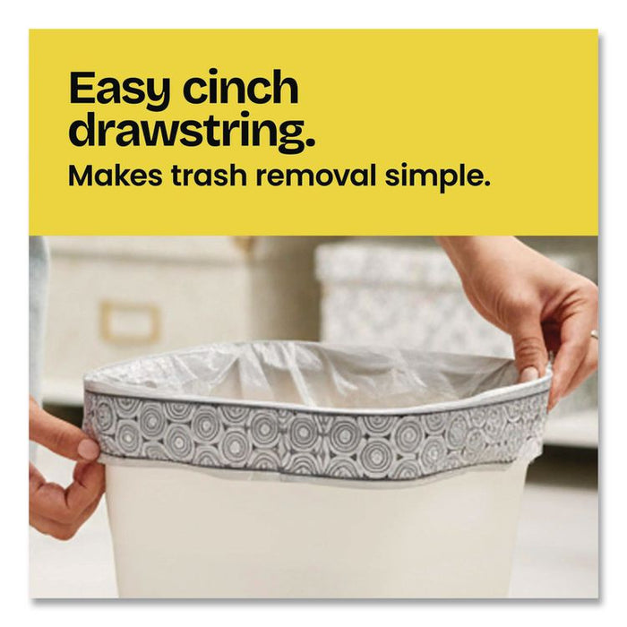 Medium Drawstring Trash Bags with Clorox, 8 gal, Lemon Fresh Bleach Scent, 0.74 mil, 23" x 21.63", Gray, 26/Box