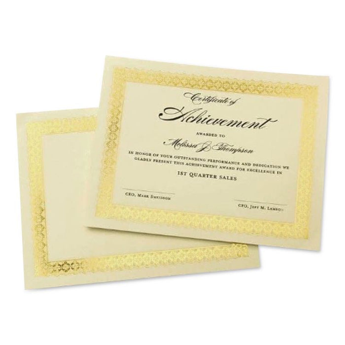 Certificates, 8.5 x 11, Ivory with Gold Border, 15/Pack