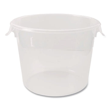 Round Storage Containers, 6 qt, 11.25" Diameter x 7.63" h, Plastic, Clear