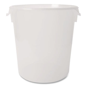 Round Storage Containers, 22 qt, 13.13" Diameter x 14" h, Plastic, Clear