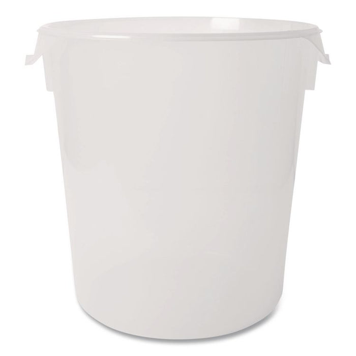 Round Storage Containers, 22 qt, 13.13" Diameter x 14" h, Plastic, Clear
