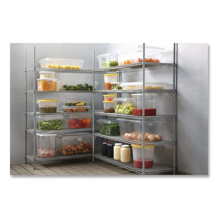 Round Storage Containers, 22 qt, 13.13" Diameter x 14" h, Plastic, Clear
