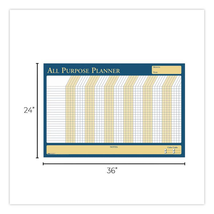 100% Recycled All-Purpose/Vacation Planner, 12-Month Planning/Scheduling Calendar, 36" x 24", Multicolor Surface