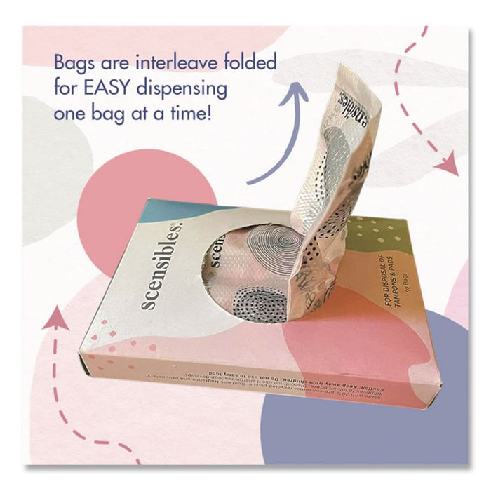 Scensibles Personal Disposal Bags, 3.38" x 2" x 9.75", Pink, 50 Bags/Box, 24 Boxes/Carton