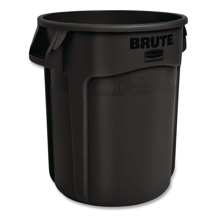 Vented Round BRUTE Container, 10 gal, Resin, Black