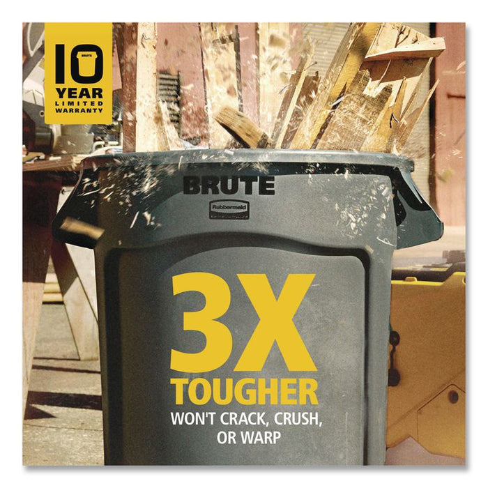 Vented Round BRUTE Container, 10 gal, Resin, Black