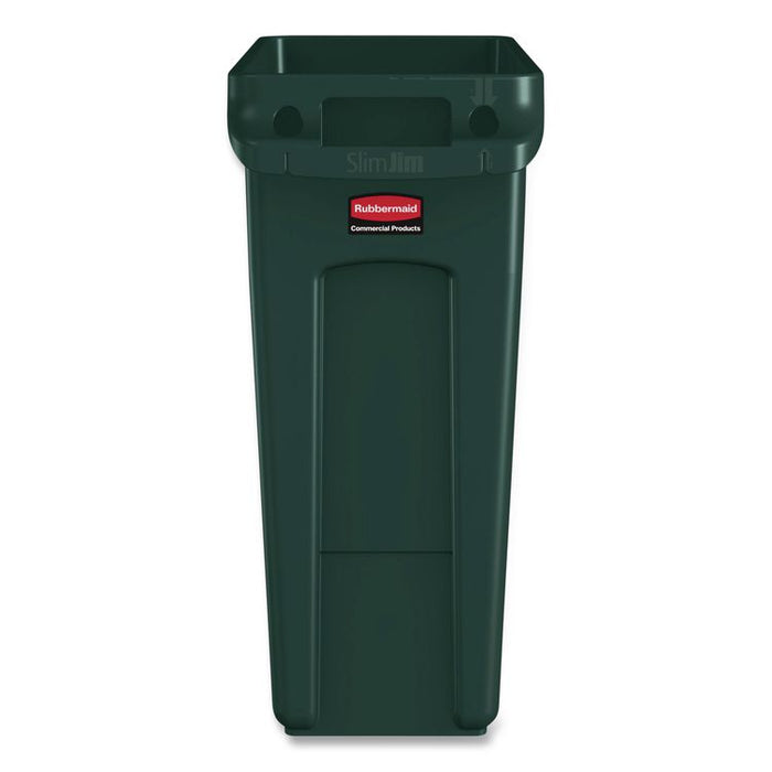 Slim Jim Waste Container, 16 gal, Resin, Dark Green