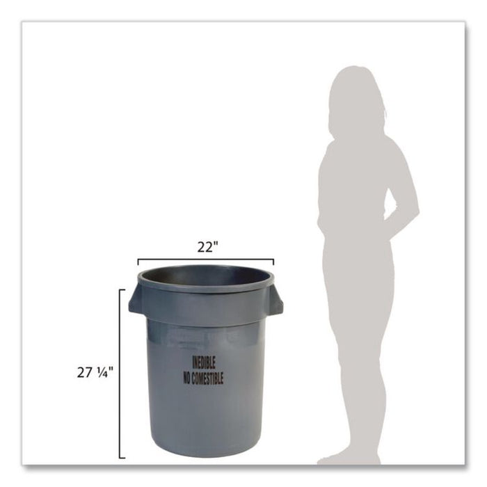 Food Handling BRUTE Container, 32 gal, Resin, Gray
