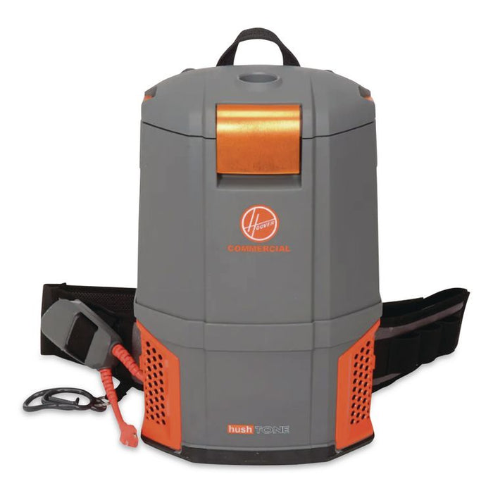 HushTone Backpack Vacuum, 6 qt Tank Capacity, Gray/Orange