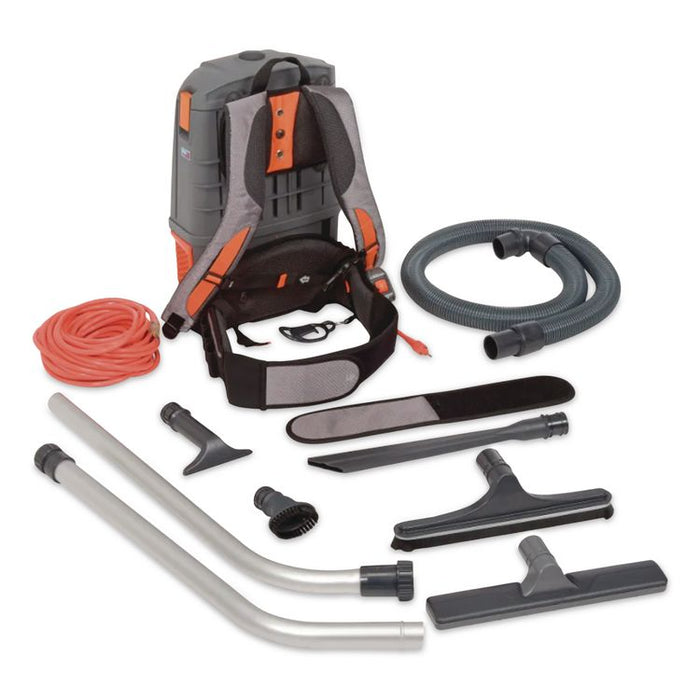 HushTone Backpack Vacuum, 6 qt Tank Capacity, Gray/Orange