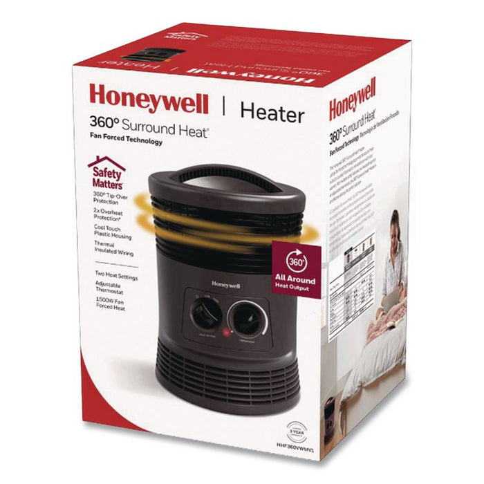 360 Surround Fan Forced Heater, 1,500 W, 9 x 9 x 12, Gray