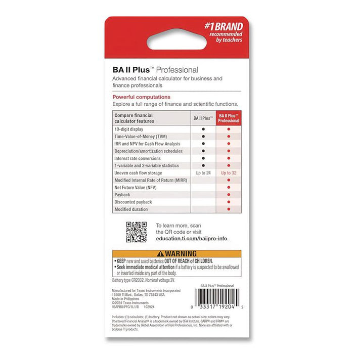 BAIIPlus PRO Financial Calculator, 10-Digit LCD