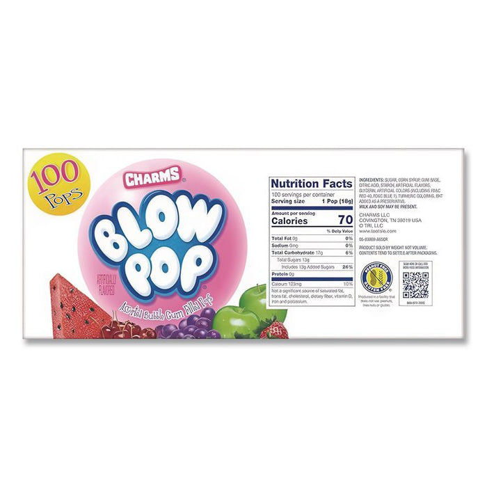 Blow Pops, 0.8 oz, Assorted Fruity Flavors, 100/Box