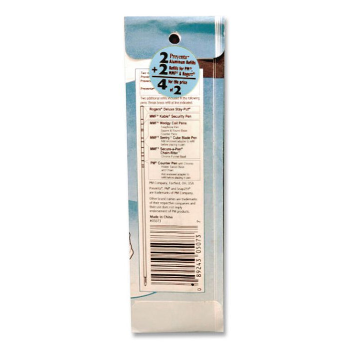 Refill for Preventa, MMF Kable and Sentry Counter Pens, Medium Conical Tip, Black Ink, 2/Pack