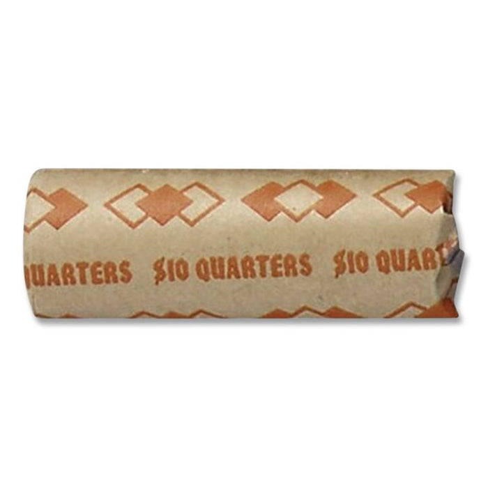 Tubular Coin Wrappers, Quarters, Orange/Kraft, 1,000/Pack