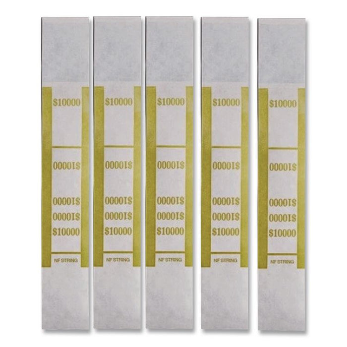 Dark Yellow Currency Strap, Self-Adhesive, Hundreds, $10,000 Strap, Mustard/White, 1,000/Pack