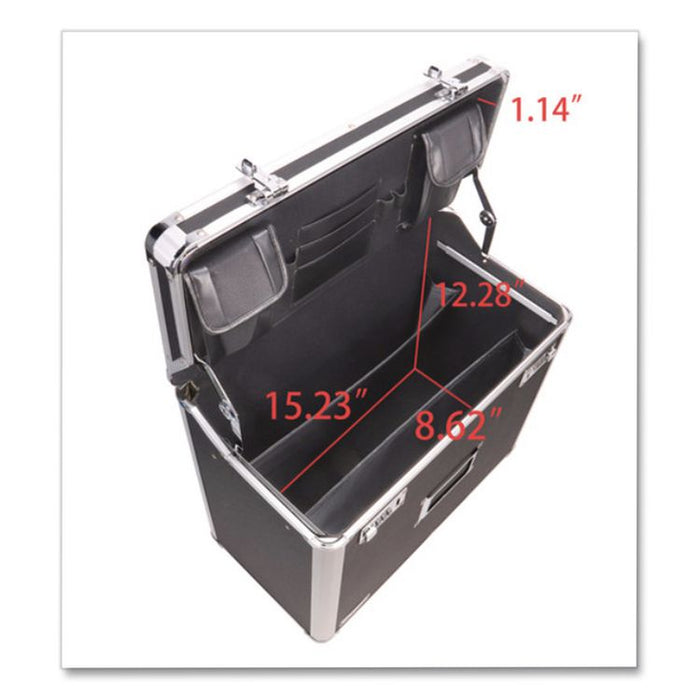 Locking Mobile Rolling Business Case, Fits Devices Up to 16", Aluminum/Chrome/Fiberboard, 10 x 16 x 15, Black