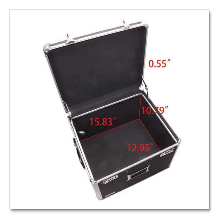 Locking File Chest with Adjustable File Rails, Letter/Legal Files, 17.5" x 14" x 12.5", Black