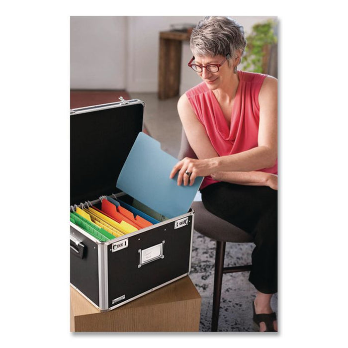 Locking File Chest with Adjustable File Rails, Letter/Legal Files, 17.5" x 14" x 12.5", Black