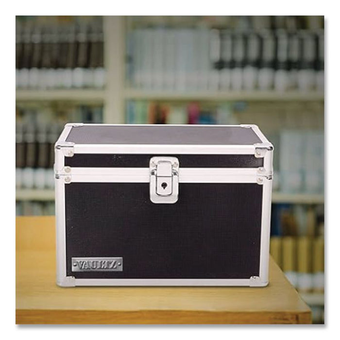 Vaultz Locking Index Card File with Flip Top, Holds 350 3 x 5 Cards, 6 x 4 x 4.25, Black
