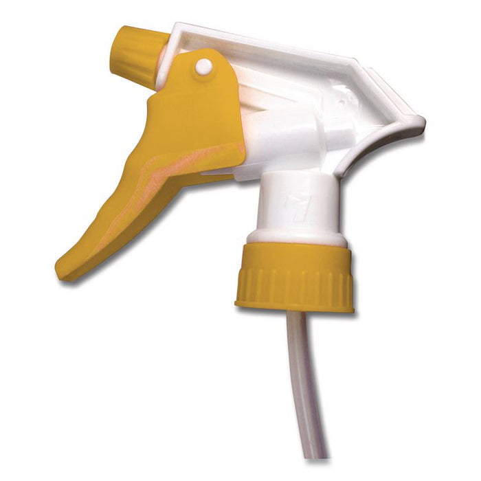 Chemical Resistant Trigger Sprayer, 9.88" Tube, Fits 32 oz Bottles, Yellow/White