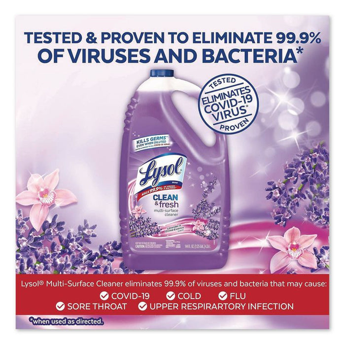 Clean and Fresh Multi-Surface Disinfectant Cleaner, Lavender and Orchid Essence, 144 oz Bottle, 4/Carton
