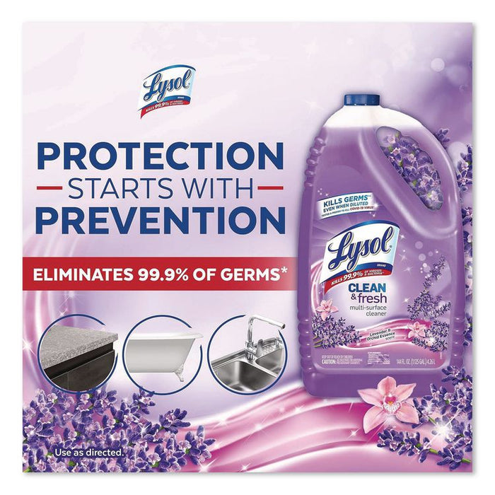 Clean and Fresh Multi-Surface Disinfectant Cleaner, Lavender and Orchid Essence, 144 oz Bottle, 4/Carton
