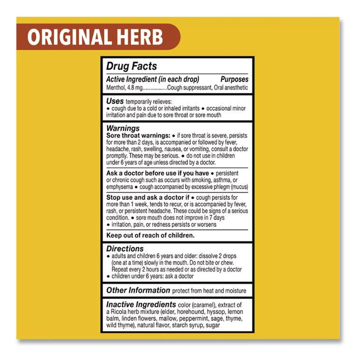 Cough Drops, Original Herb, 21 Drops/Pack