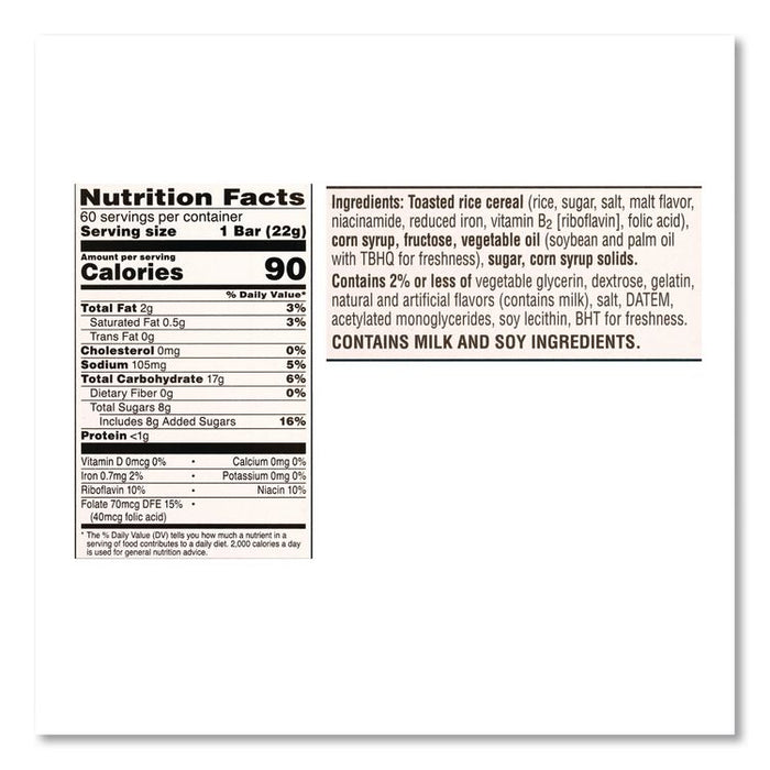 Rice Krispies Treats, Original Marshmallow, 0.78 oz Pack, 60/Carton