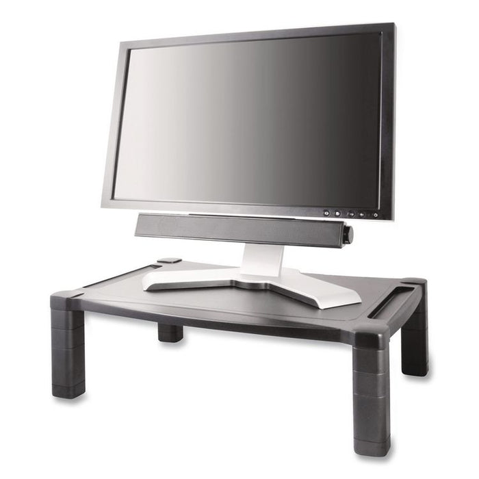 Single-Level Monitor Stand, 17" x 13.25" x 3" to 6.5", Black, Supports 50 lbs