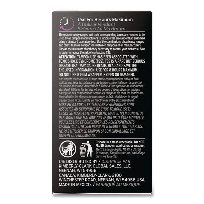 U by Kotex Click Compact Tampons, Regular Absorbency, 16/Pack, 8 Packs/Carton
