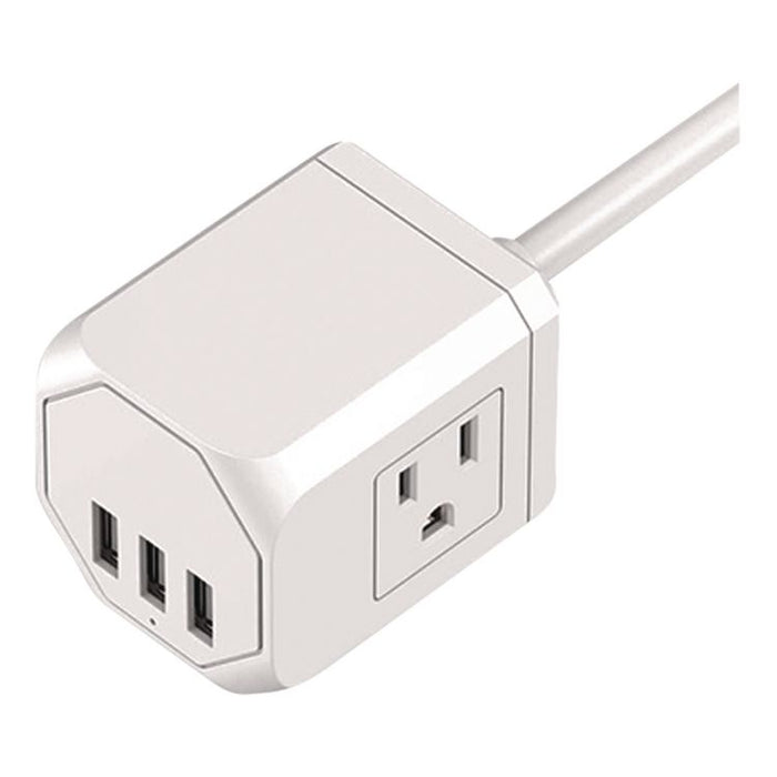 3-Outlet 3-USB Port Surge Protector, 3 AC Outlets/3 USB Ports, 5 ft Cord, White