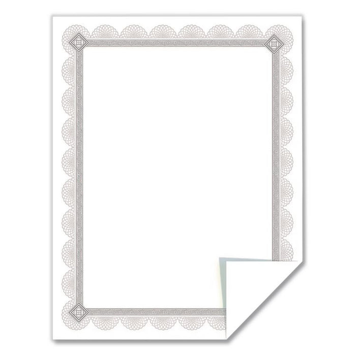 Premium Certificates, 8.5 x 11, White/Silver with Spiro Silver Foil Border,15/Pack