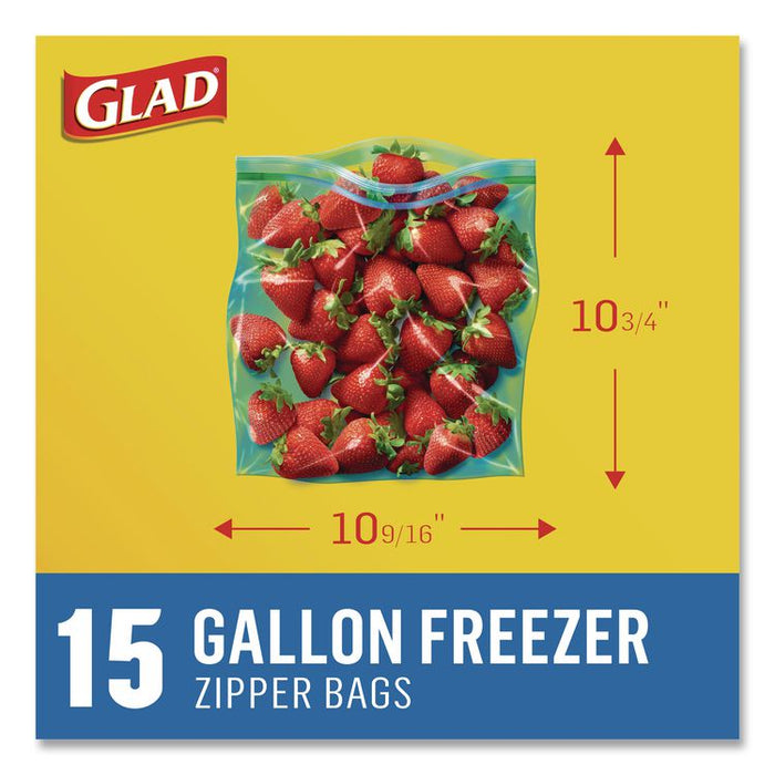 Zipper Food Storage Plastic Bags, Gallon Size, 10.75 x 10.38, Clear, 15 Bags