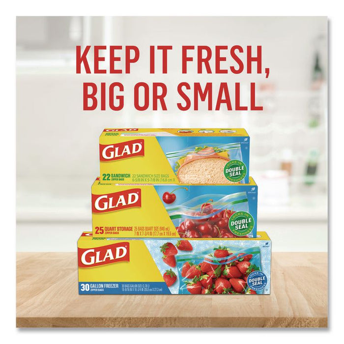 Zipper Food Storage Plastic Bags, Gallon Size, 10.75 x 10.38, Clear, 15 Bags