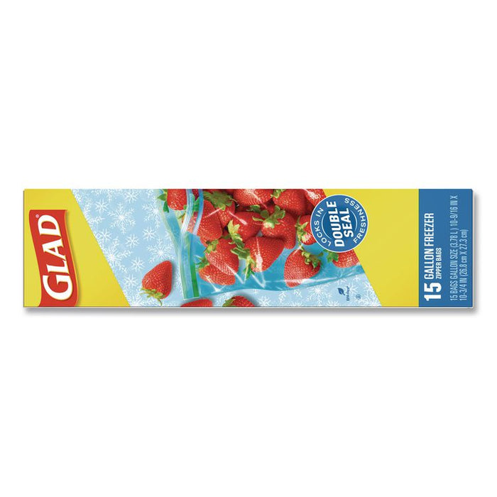 Zipper Food Storage Plastic Bags, Gallon Size, 10.75 x 10.38, Clear, 15 Bags