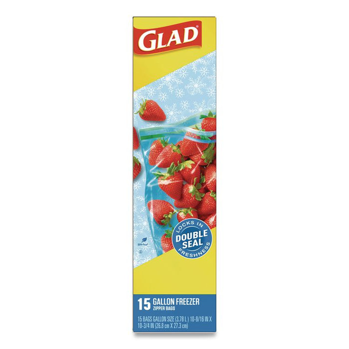 Zipper Food Storage Plastic Bags, Gallon Size, 10.75 x 10.38, Clear, 15 Bags