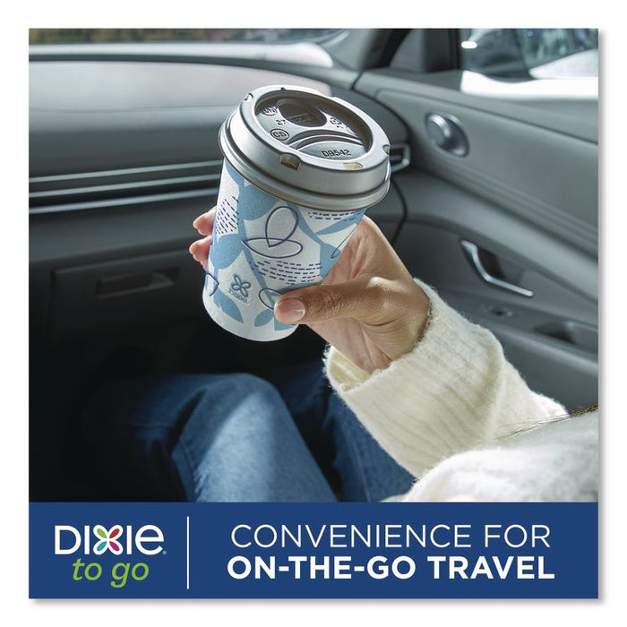 To Go Paper Cups and Lids Combo, 12 oz, Blue/White, 66/Pack