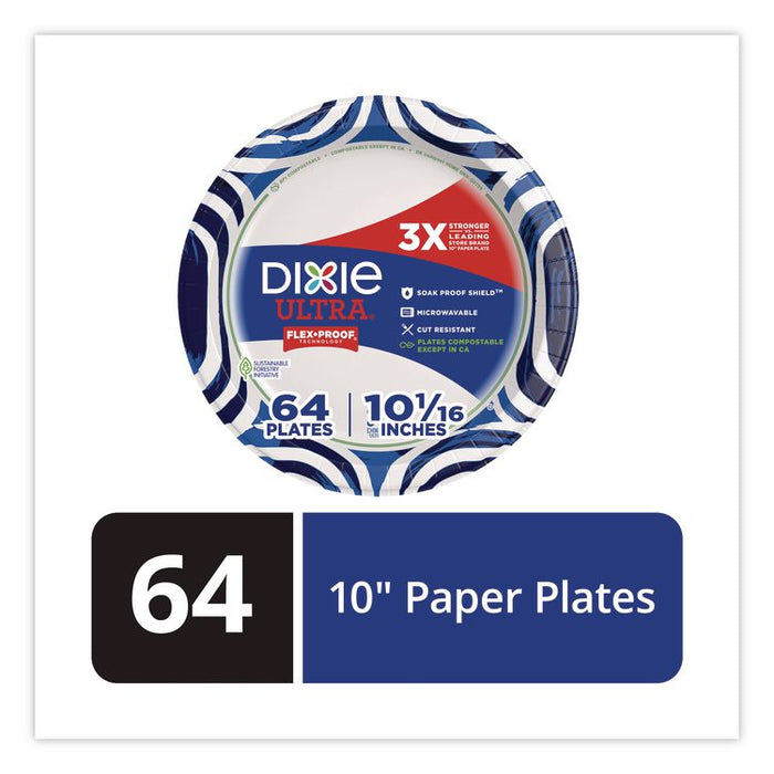 Paper Plate with Flex-Proof Technology, 10" dia, Multicolor, 64/Pack